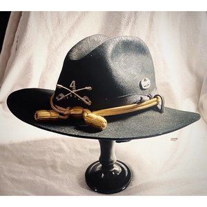 John B. Stetson Cavalry U.S. Army/Cowboy Black Hat W/ Pins & Cord***U.S.A.
